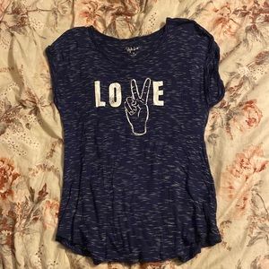 3/$15 Style and Co Peace and Love Tee size medium